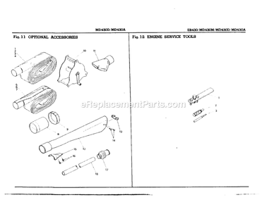 Engine Diagram and Parts List for MD430M  RedMax Leaf Blower / Vacuum