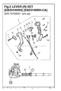Handle And Controls Diagram and Parts List for EBZ5100RH 70700001 AND UP RedMax Leaf Blower / Vacuum