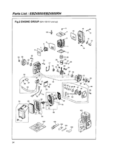 Engine Diagram and Parts List for EBZ4800RH 100101 AND UP RedMax Leaf Blower / Vacuum