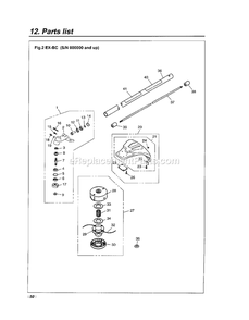 Attachments Diagram and Parts List for EXZ2500S 028086 - 352000 RedMax Edger