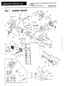 Engine Diagram and Parts List for BC221DL 000001 AND UP RedMax Edger