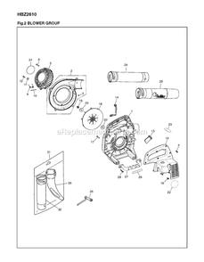 Housing Diagram and Parts List for HBZ2610 (90100101 AND UP)(2012-08) RedMax Leaf Blower / Vacuum