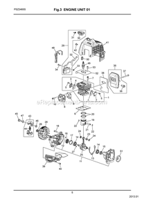 Engine 1 Diagram and Parts List for PSZ2465S 30000000 AND UP RedMax Pole Saw