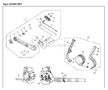 Handle And Controls Diagram and Parts List for EBZ8500 (10200101 AND UP)(2014-04) RedMax Leaf Blower / Vacuum