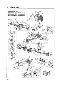 Engine Diagram and Parts List for BCZ2500SW 35208 AND UP RedMax Edger