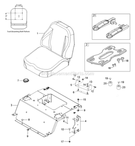 Seat Diagram and Parts List for RZT42 (96767190101)(2020-08) RedMax Lawn Tractor