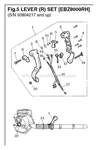 Handle And Controls Diagram and Parts List for EBZ8000RH 50804217 AND UP RedMax Leaf Blower / Vacuum