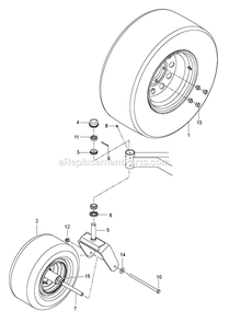 Wheels And Tires Diagram and Parts List for CZT52 (967671301-00)(2017-09) RedMax Lawn Tractor