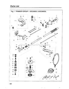 Drive Diagram and Parts List for BC2300DL 660001 - 990638 RedMax Edger