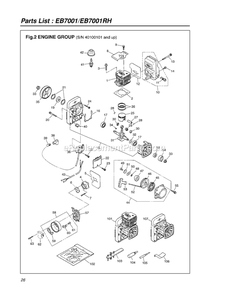 Engine Diagram and Parts List for EB7001 40100101 AND UP RedMax Leaf Blower / Vacuum