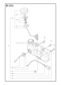 Fuel Tank Diagram and Parts List for CHTZ2460 (967334801)(2020-03) RedMax Hedge Trimmer