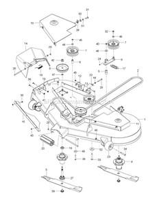 Mower Deck / Cutting Deck Diagram and Parts List for RZT61X (967671201-00)(2017-09) RedMax Lawn Tractor
