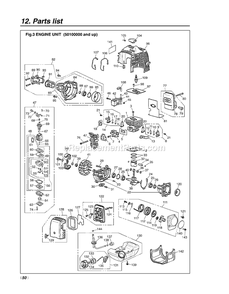 Engine Diagram and Parts List for EXZ2500S 50100000 AND UP RedMax Edger