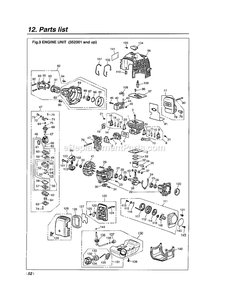 Engine Diagram and Parts List for EXZ2500S 352001 - 50099999 RedMax Edger