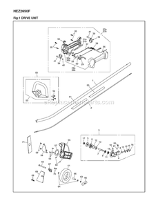 Drive Diagram and Parts List for HEZ2650F 90800101 AND UP RedMax Edger