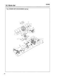 Engine Diagram and Parts List for GZ400 0612000001 AND UP RedMax Chainsaw