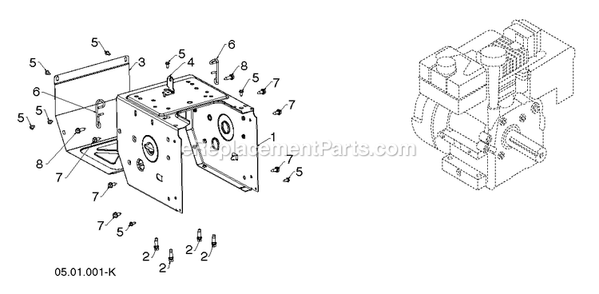Chassis, Engine And Pulleys 4 Diagram and Parts List for DST27 (96192010701)(2019-03) RedMax Snow Blower