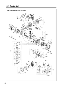 Engine Diagram and Parts List for CHT2200 50100000 AND UP RedMax Hedge Trimmer
