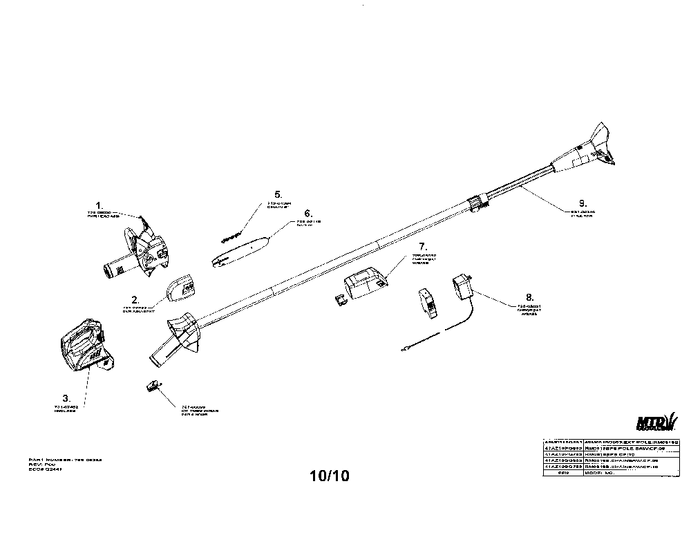 Chainsaw/polesaw Diagram and Parts List for RM0818BPS  Remington Pole Saw