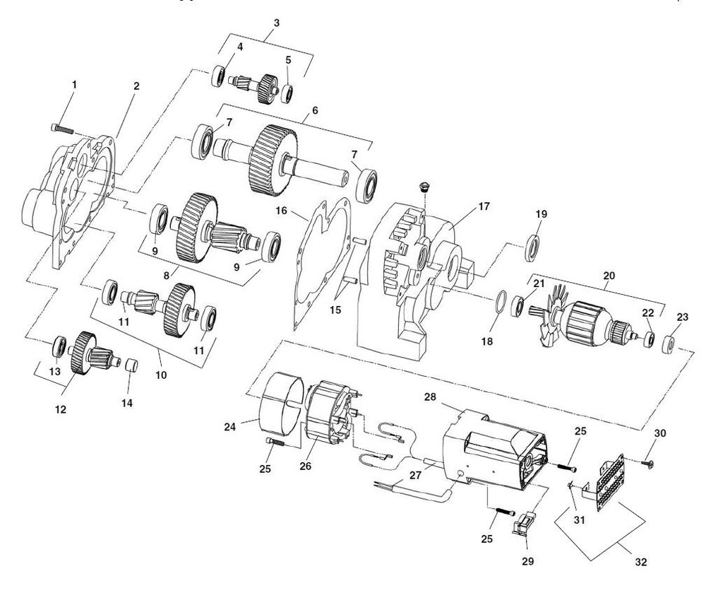 Motor Transmission Type 2 – Motors Built After Serial Number Eah Xxxx 1109 Diagram and Parts List for 64982  Ridgid Pipe Tools