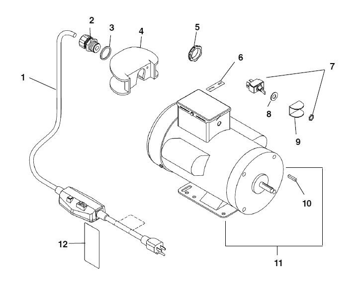 Electrical Components Diagram and Parts List for KJ-1350-2 63107 Ridgid Drain Cleaner