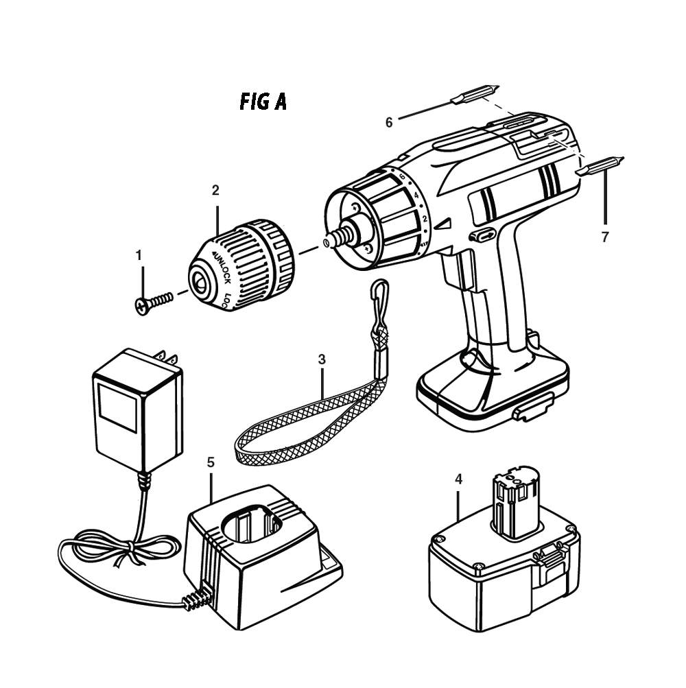 Fig-0 Diagram and Parts List for 973114250  Ridgid Cordless Drill
