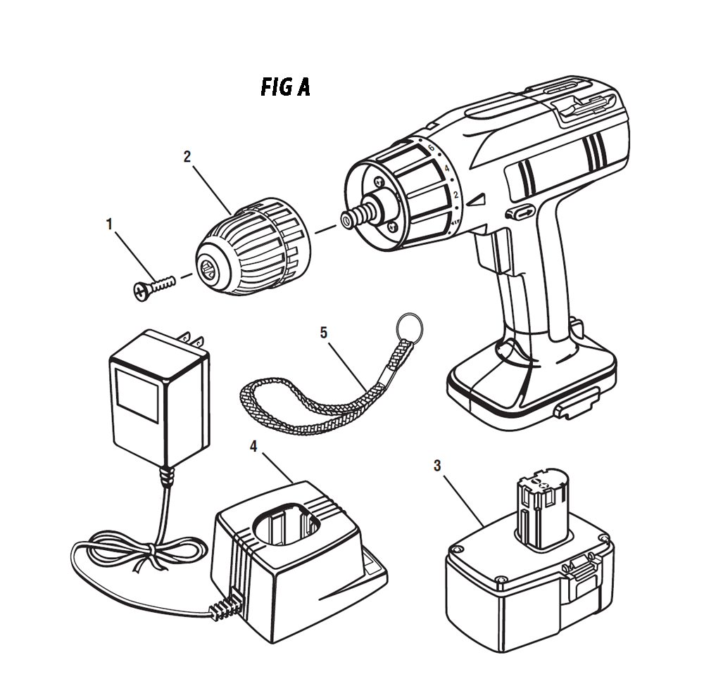 Fig-0 Diagram and Parts List for 97311414  Ridgid Cordless Drill