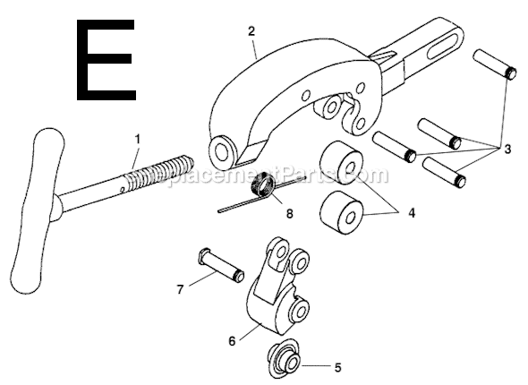 Page E Diagram and Parts List for 1210  Ridgid Pipe Tools