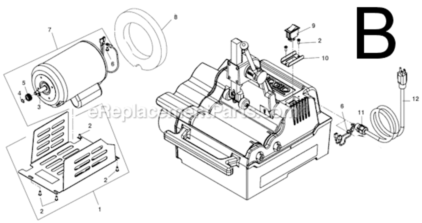 Page B Diagram and Parts List for 122XL  Ridgid Pipe Tools