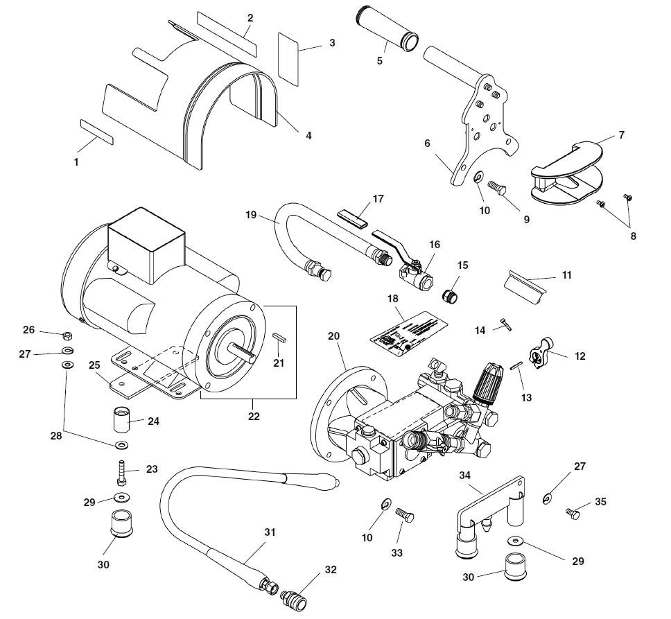 Main Components - Dual Pulse Model Diagram and Parts List for KJ-1350-2 63107 Ridgid Drain Cleaner