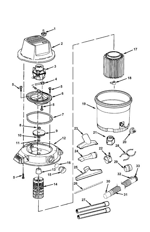 Wd16300 Vac Assembly Diagram and Parts List for AM2265  Ridgid Industrial Fan / Circulator
