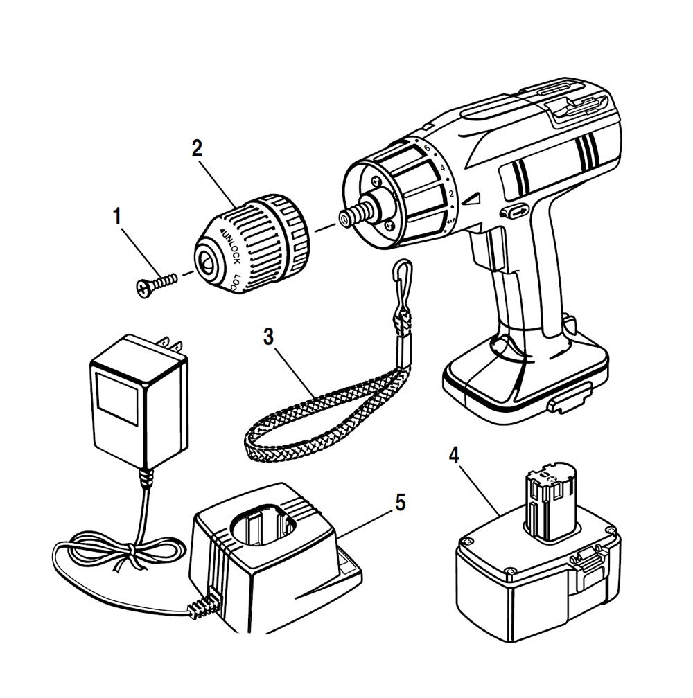 Fig-0 Diagram and Parts List for 97311122  Ridgid Cordless Drill