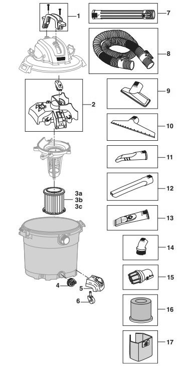 16 Gal. Nxt .Jpg Diagram and Parts List for AM2265  Ridgid Industrial Fan / Circulator