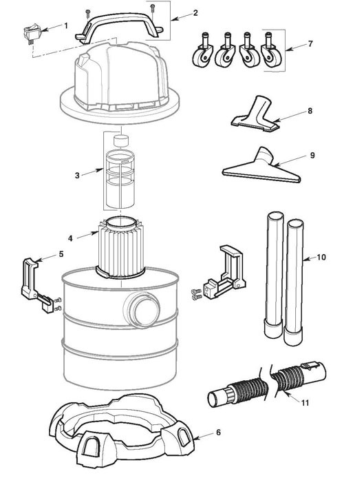 Wd64250 Vac Assembly Diagram and Parts List for AM2265  Ridgid Industrial Fan / Circulator