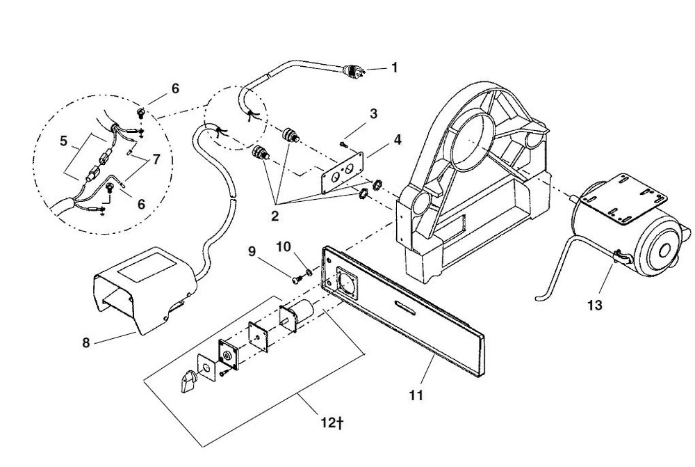 60 Hz Electrical Components Diagram and Parts List for 29863  Ridgid Pipe Tools