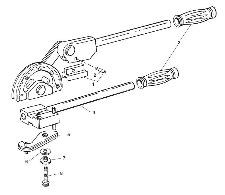 310/316m Lever Bender Diagram and Parts List for 310-316M 36962 Ridgid Pipe Tools