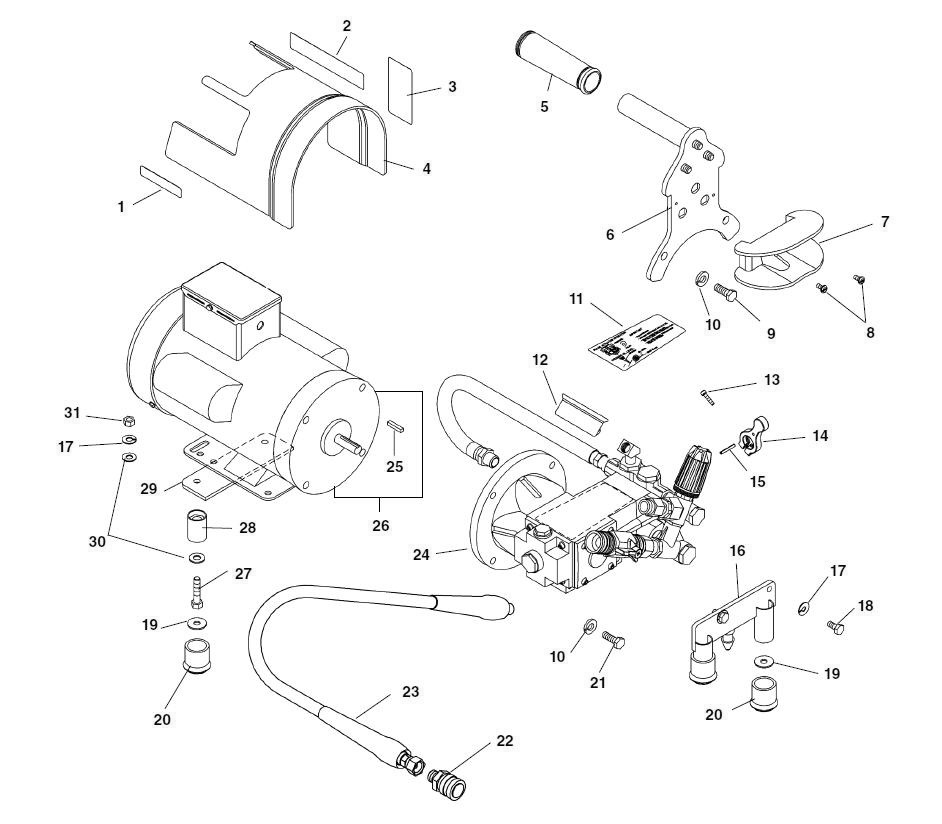 Main Components - Single Pulse Model Diagram and Parts List for KJ-1350-2 63107 Ridgid Drain Cleaner