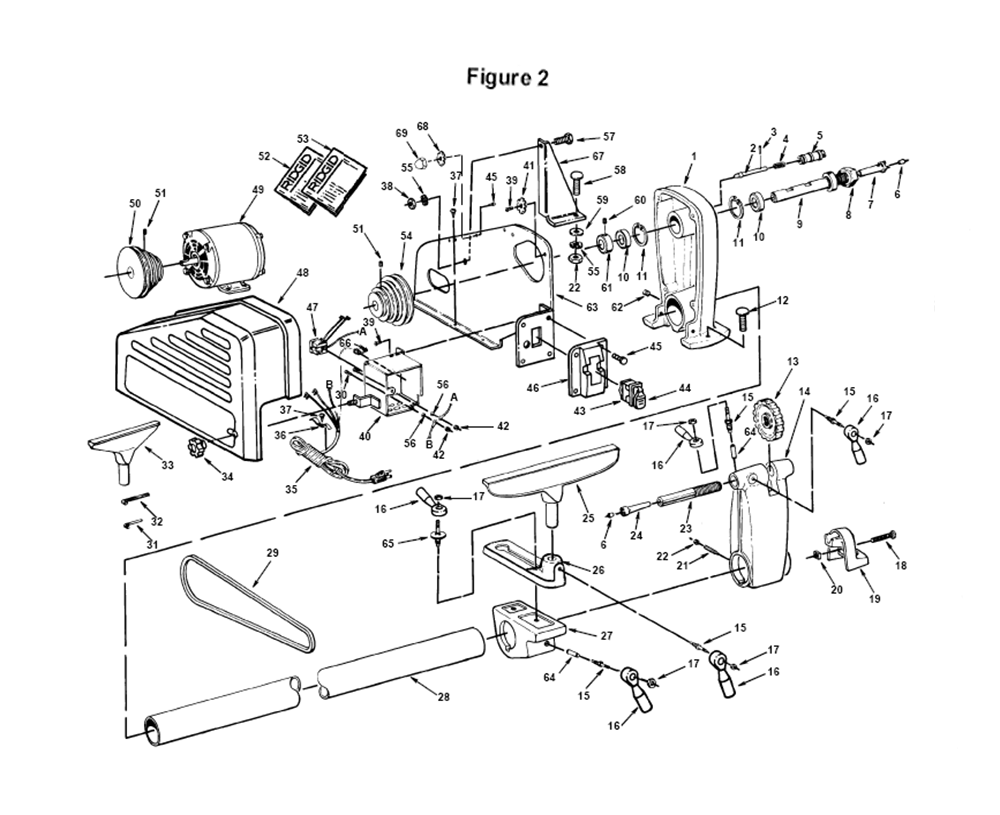 Fig-1 Diagram and Parts List for WL12000  Ridgid Lathe