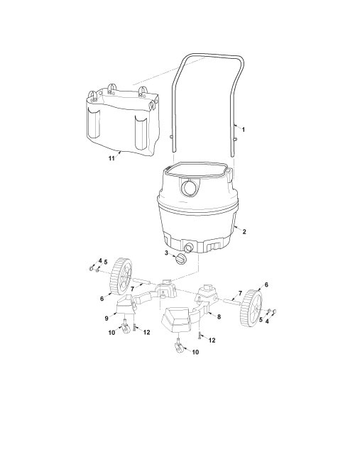 Wd18500 Vac Cart Assembly Diagram and Parts List for AM2265  Ridgid Industrial Fan / Circulator