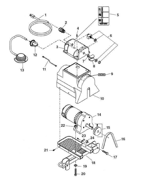 Motor Table Diagram and Parts List for K-7500 C-100 60052 Ridgid Drain Cleaner