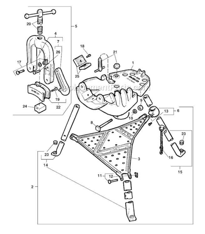 Page B Diagram and Parts List for 425  Ridgid Vise