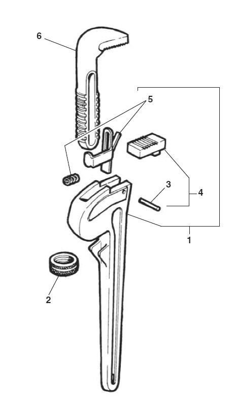60 Hd Pipe Wrench Diagram and Parts List for 31045  Ridgid Wrench