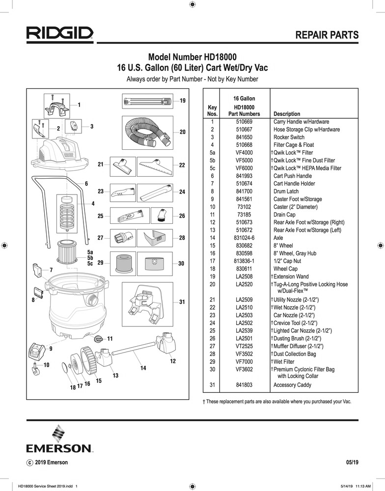 Hd1800 Id 2018 16 Gal[2].Jpg Diagram and Parts List for AM2265  Ridgid Industrial Fan / Circulator
