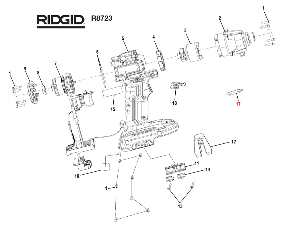 Fig-0 Diagram and Parts List for R8723  Ridgid Wrench