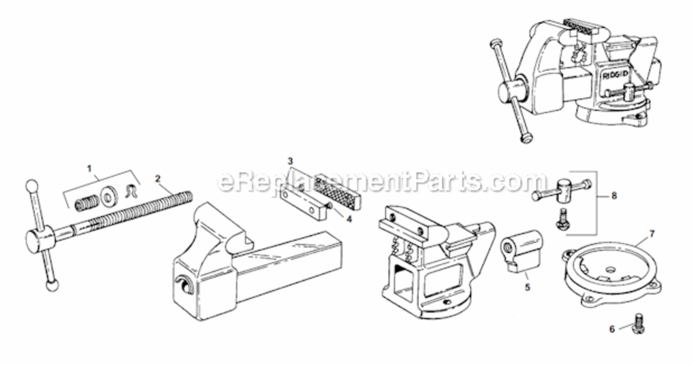 Page A Diagram and Parts List for 6000R  Ridgid Vise