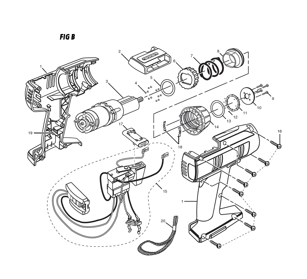 Fig-1 Diagram and Parts List for 973114250  Ridgid Cordless Drill