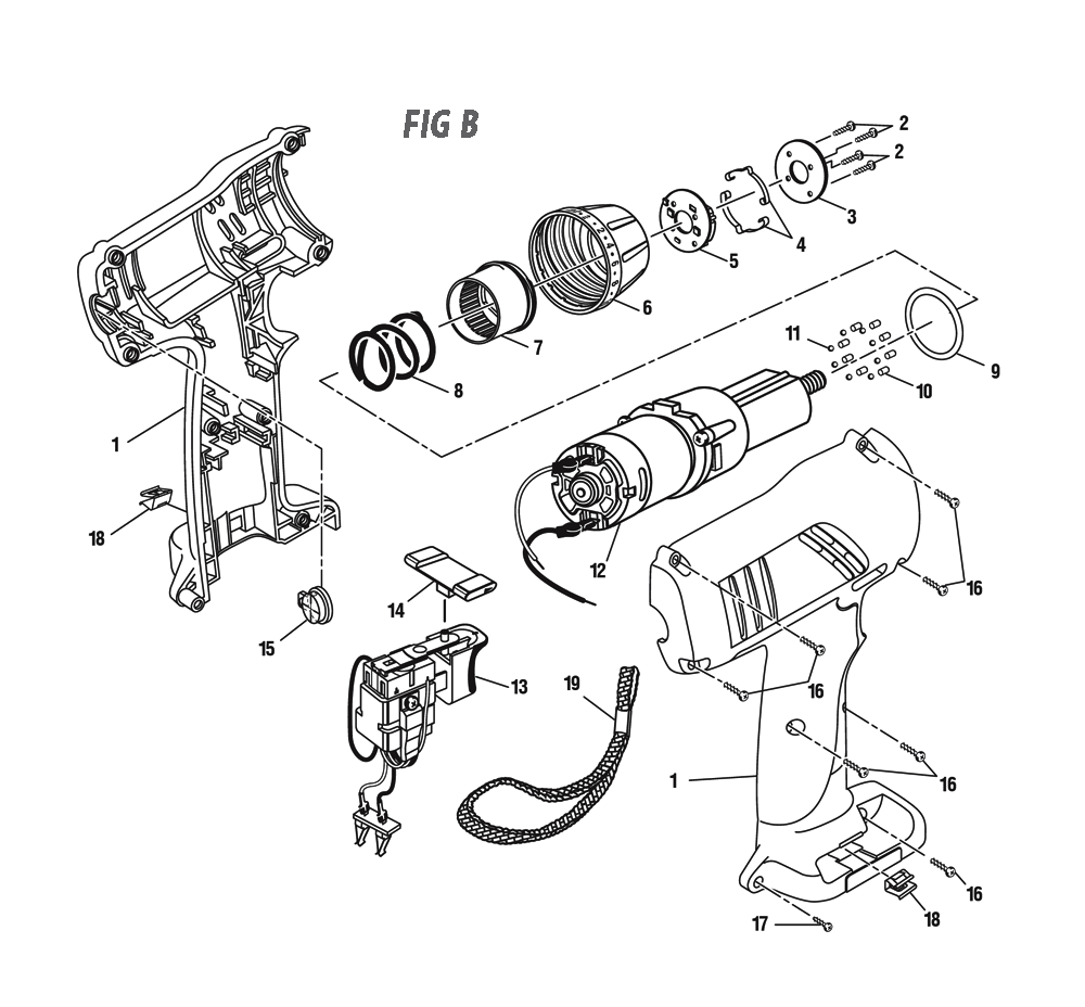 Fig-1 Diagram and Parts List for 973225350  Ridgid Cordless Drill