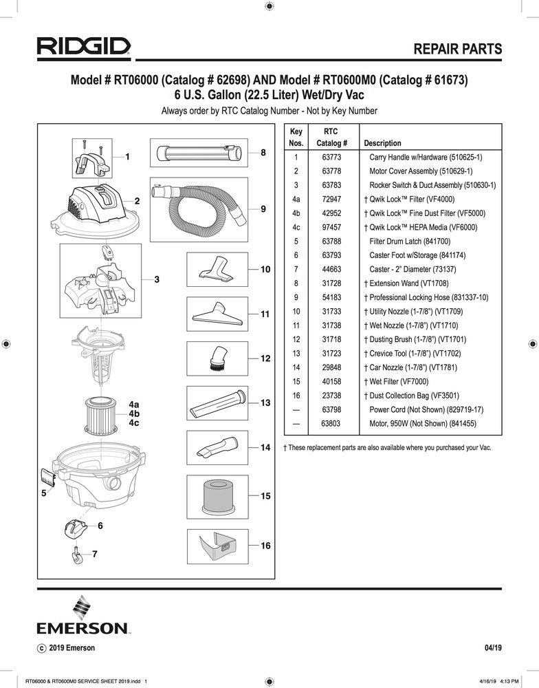 Rt06000 And Rt0600m0 Service Sheet 04162019.Jpg Diagram and Parts List for AM2265  Ridgid Industrial Fan / Circulator