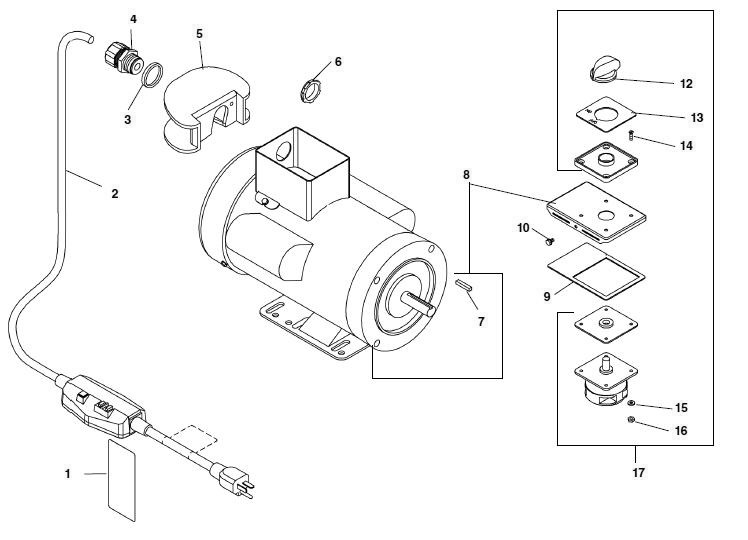 Electrical 120v 60 Hz Diagram and Parts List for 67332 67332 Ridgid Drain Cleaner