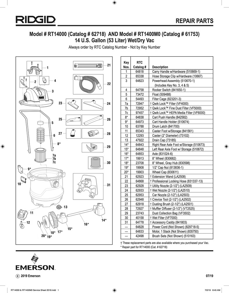 Rt14000 And Rt1400m0 Service Sheet 2019.Jpg Diagram and Parts List for AM2265  Ridgid Industrial Fan / Circulator